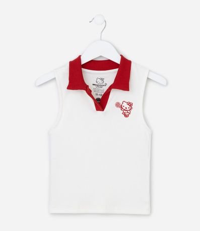 Musculosa Infantil en Rib con Cuello Polo Hello Kitty  - Talle 1 a 14 años