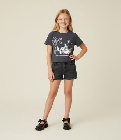 Remera Comfort Infantil Stitch Playero  - Talle 5 a 14 años