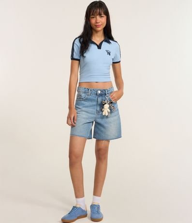 Blusa Polo en Algodón con Cuello Contrastante y Bordado Seattle 2