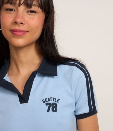 Blusa Polo en Algodón con Cuello Contrastante y Bordado Seattle 3