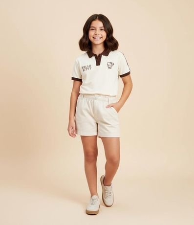 Remera Polo Infantil Hello Kitty con Bola de Vôlei - Talle 5 a 14 años