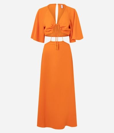 Vestido New Midi en Viscolino con Recortes y Lazo 5