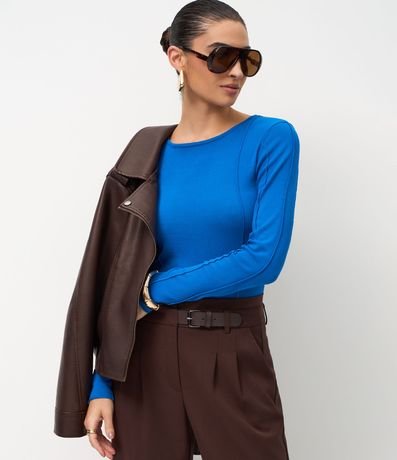 Suéter en Punto con Manga larga y Nervuritas Verticales