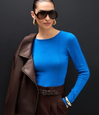 Suéter en Punto con Manga larga y Nervuritas Verticales 4