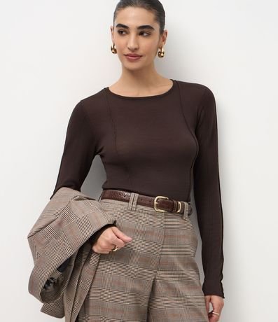 Suéter en Punto con Manga larga y Nervuritas Verticales