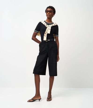 Blusa Regular en Punto con Biés Contrastantes 2