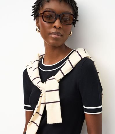 Blusa Regular en Punto con Biés Contrastantes 3