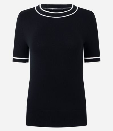 Blusa Regular en Punto con Biés Contrastantes 5