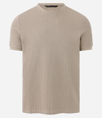 Remera Slim en Algodón con Textura Acanalada