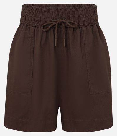 Short Runner en Sarga con Elástico y Lazo