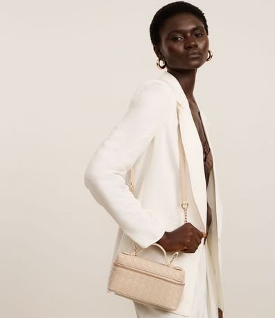 Cartera Baú Pequeña con Correa de Mano y Textura Tressê