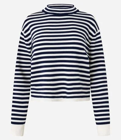 Blusa Rayada en Punto con Cuello Redondo