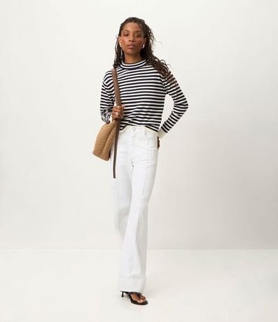 Blusa Rayada en Punto con Cuello Redondo 2