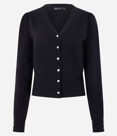 Cardigan en Punto con Cuello V y Botones Perlados 5