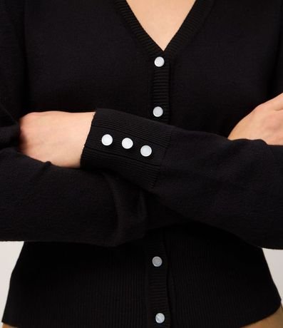Cardigan en Punto con Cuello V y Botones Perlados 3