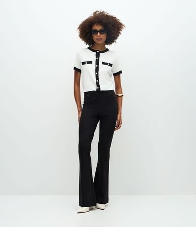 Cardigan en Punto con Manga Corta y Contrastes 2