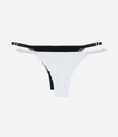 Kit 02 Bombachas Colaless Hilo en Microfibra con Encaje