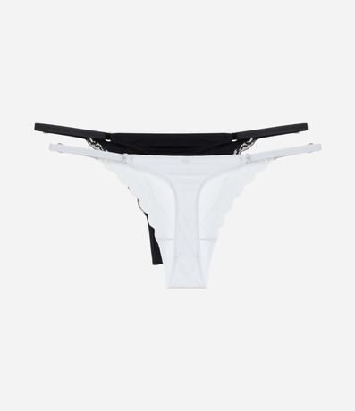 Kit 02 Bombachas Colaless Hilo en Microfibra con Encaje 2