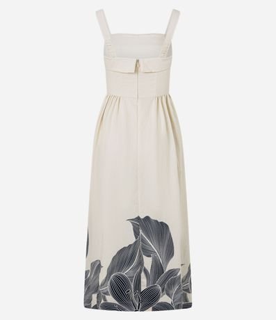 Vestido Evasê Midi en Viscolino con Estampa Floral y Follaje 6