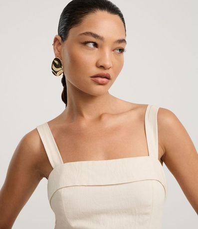 Vestido Evasê Midi en Viscolino con Estampa Floral y Follaje 3