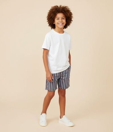 Bermuda Infantil Playera en Rip Stop Rayada - Talle 5 a 14 años