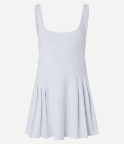 Vestido Corto en Microfibra con Pliegue en la Pollera 7