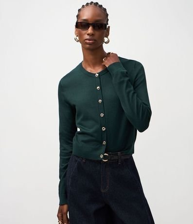 Cardigan Regular en Punto con Botones y Modelo