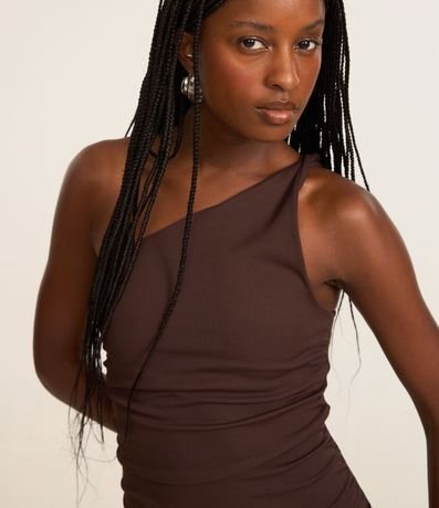 Vestido New Midi en Rib Hombro Único con Fruncido Lateral 3