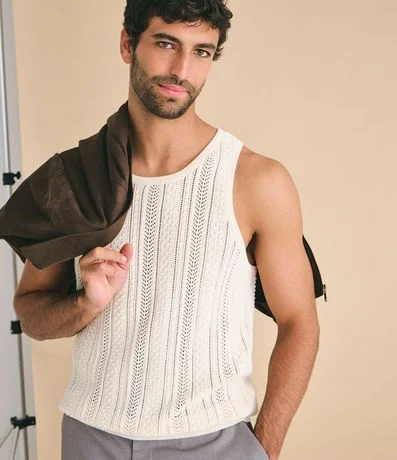 Musculosa en Algodón con Efecto Ganchillo