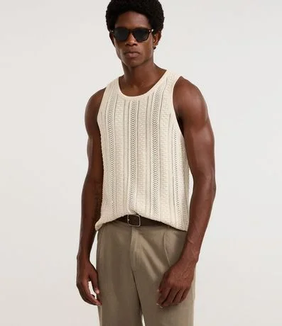 Musculosa en Algodón con Efecto Ganchillo