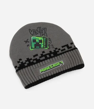 Gorro Infantil en Punto con Estampado Minecraft Creeper – Talle U