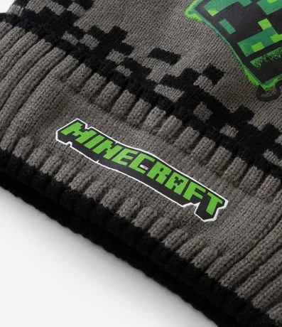 Gorro Infantil en Punto con Estampado Minecraft Creeper – Talle U 3