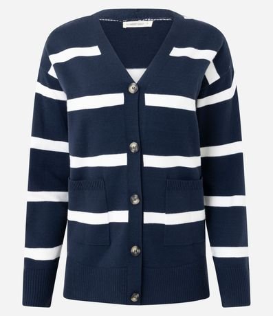 Cardigan en Tricot con Estampa Rayada 5