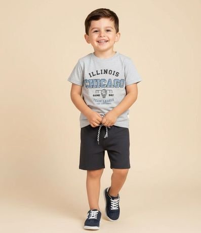 Remera Infantil en Cotton Estilo College con Estampa Lettering Chicago - Talle 1 a 6 años