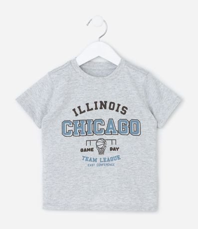 Remera Infantil en Cotton Estilo College con Estampa Lettering Chicago - Talle 1 a 6 años 2