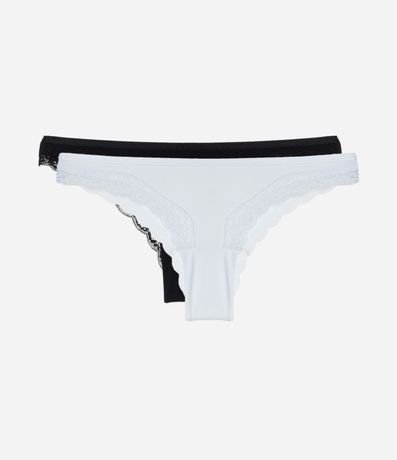 Kit 02 Bombachas Bikini en Microfibra con Encaje