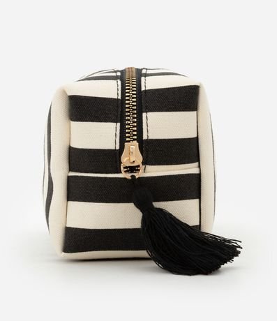 Neceser Rectangular en Algodón con Raya Contrastantes 2