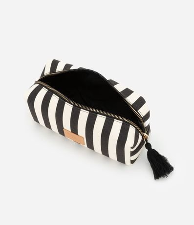 Neceser Rectangular en Algodón con Raya Contrastantes 5