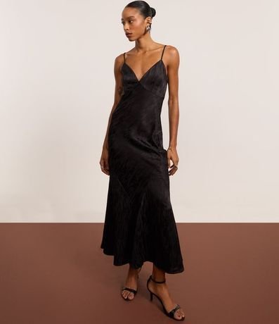 Vestido New Midi de Alça en Satén con Textura Jacquard 5