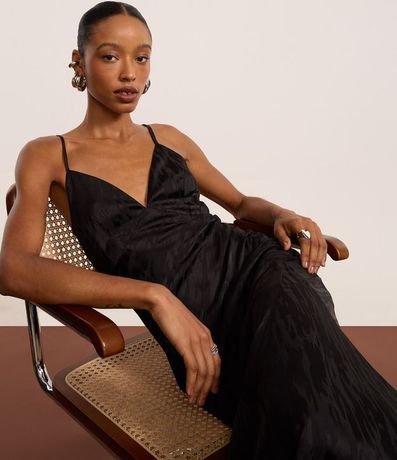 Vestido New Midi de Alça en Satén con Textura Jacquard 6