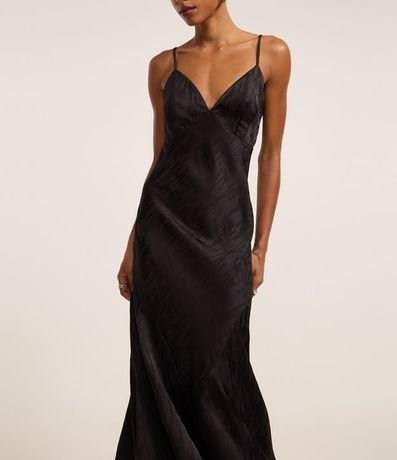 Vestido New Midi de Alça en Satén con Textura Jacquard 2