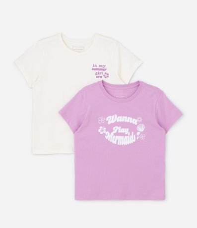 Kit 02 Camisetas Regulares Infantiles en Algodón con Estampa - Talle 5 a 14 años 1