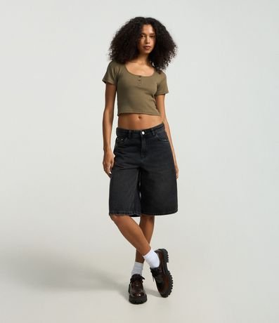 Blusa en Rib con Botones en el Escote 4