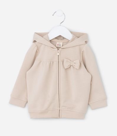 Campera Infantil en Modal con Capucha y Lazo - Talle 0 a 18 Meses
