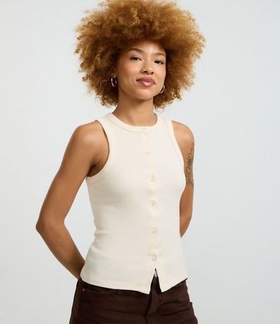 Musculosa en Rib con Botones Delanteros