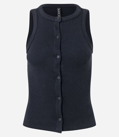 Musculosa en Rib con Botones Delanteros 4