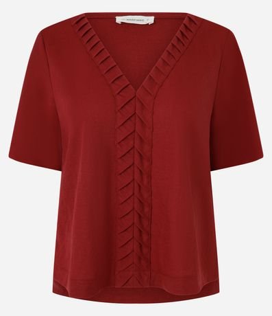 Blusa Slim en Piquet con Escote V y Detalle Texturizado 5
