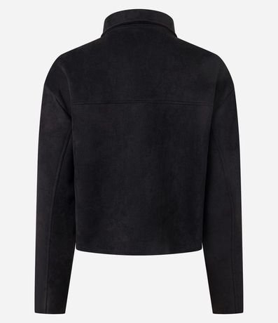 Campera en Suedine con Cuello de Solapa y Bolsillos Fake 3