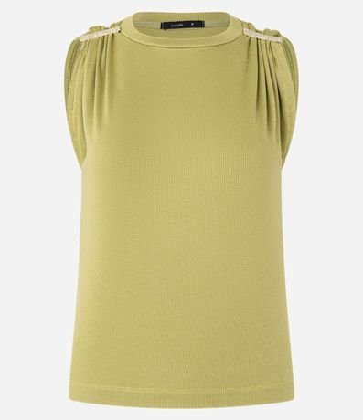 Blusa Acanalada en Rib con Detalle Metalizado en el Hombro 5