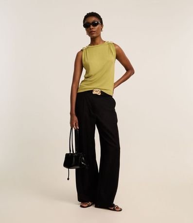 Blusa Acanalada en Rib con Detalle Metalizado en el Hombro 2